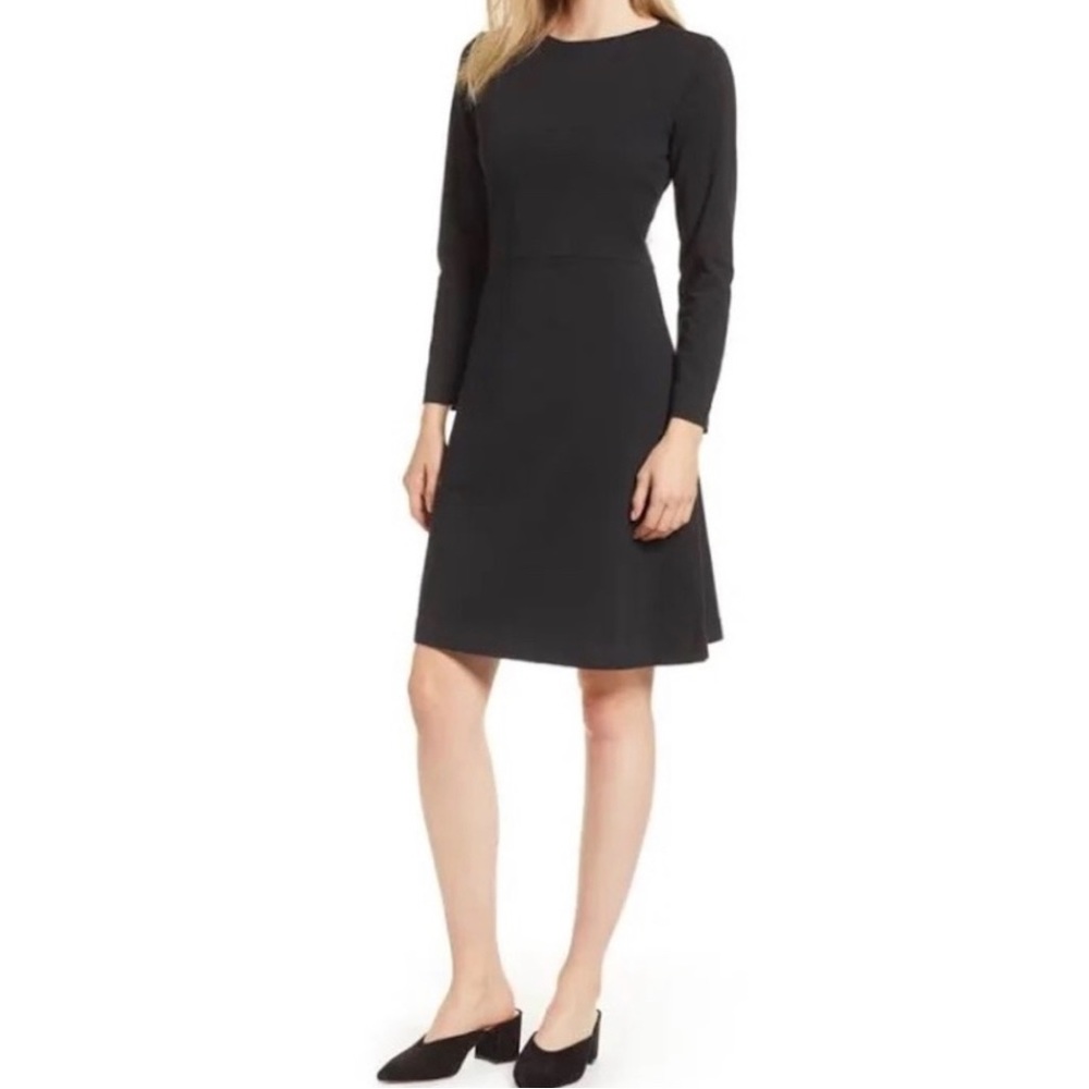 JCrew Basics Black Cotton A-Line Dress EUC size Medium